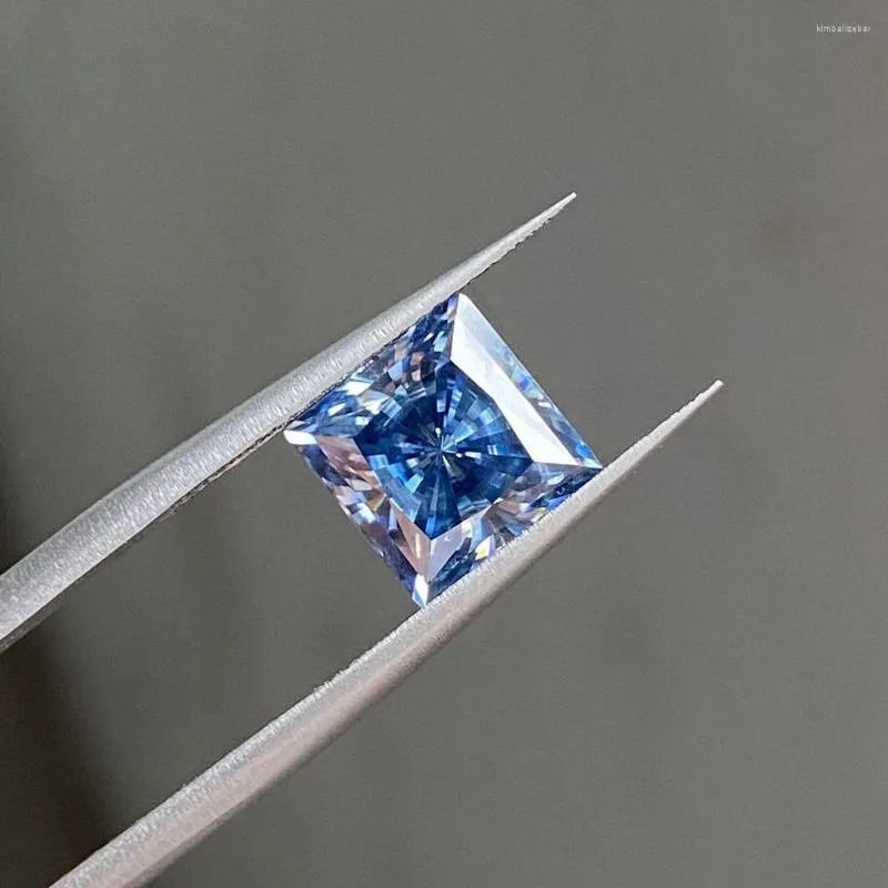Pierres précieuses en vrac Meisidian 8x8mm 3 Carat Carré Radiant Cut Saphir Bleu Moissanite Diamant Gemme