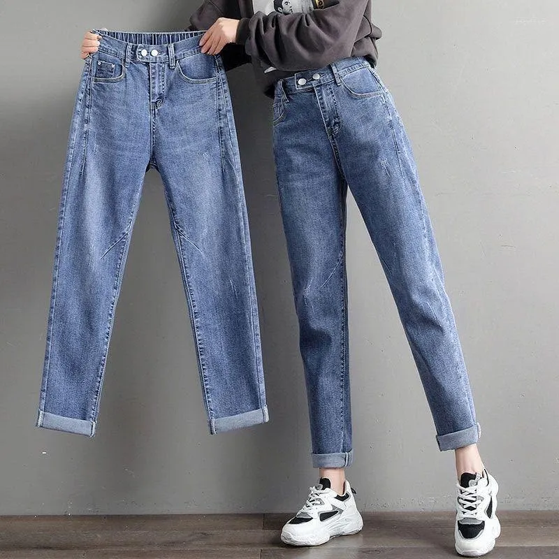 Vrouwen Jeans Mode Rechte Broek Lente Herfst Hoge taille Slanke Losse Vrouwen 2023 All-Match Streetwear Harem Denim broek U41