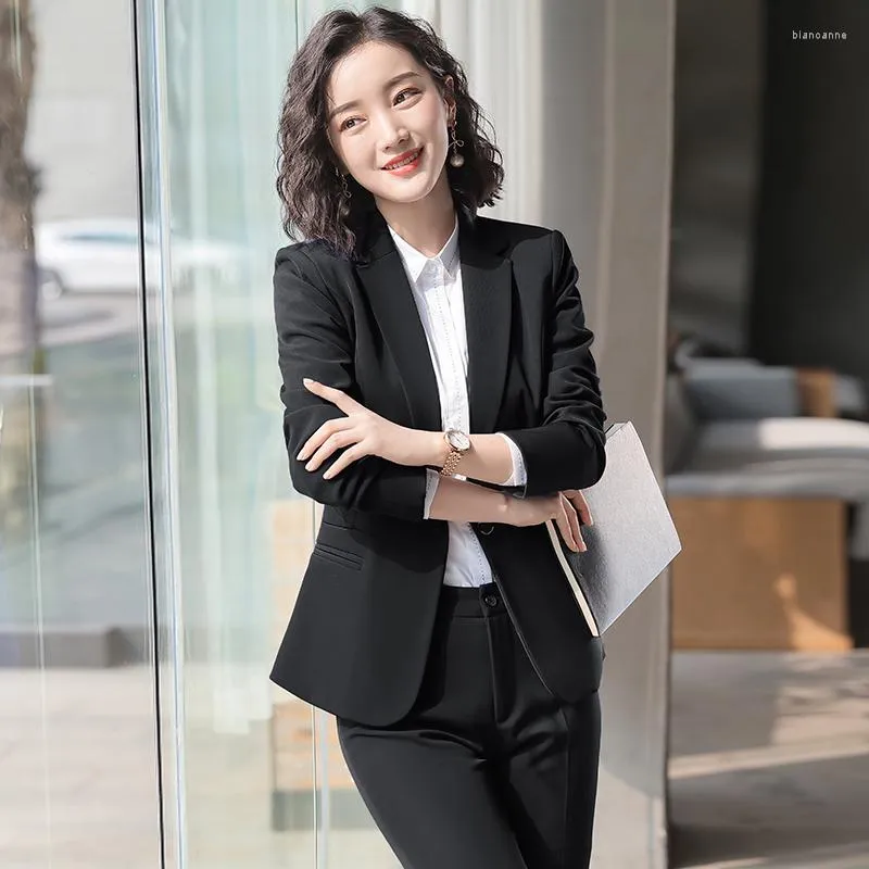 Women Formal Pant Suit Office Korean Lady Blazer Business Trousers Suits  Work