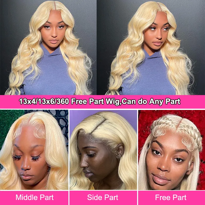 360 Full spets peruk Mänskligt hår PRECUCKED 613 HD LACE FRONTAL PERK 13x6 Remy Brazilian HD Transparent Blond spets peruk för kvinnor