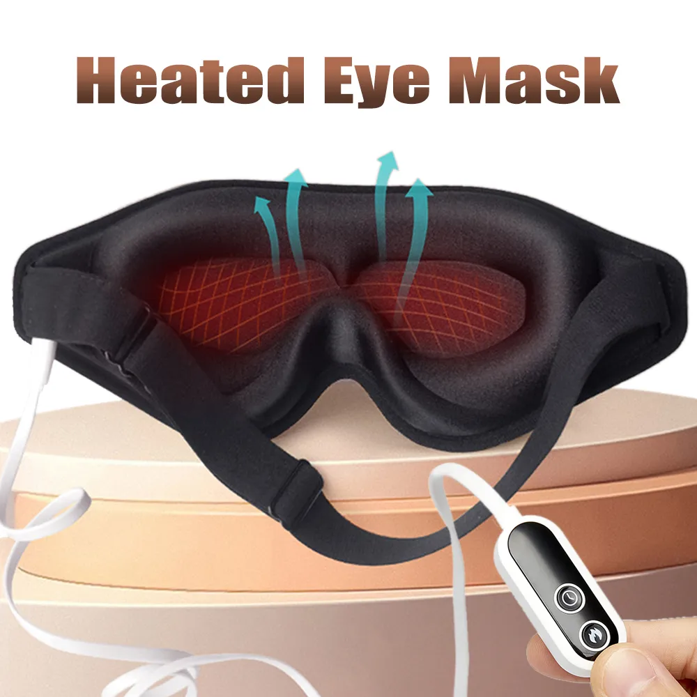 Eye Massager Electric Heated Eye Mask Heating Eye Patch 3D Sleeping Mask Warm Eyeshade Compress Eyes Pad Dry Eyes Fatigue Relief Steamer 230602
