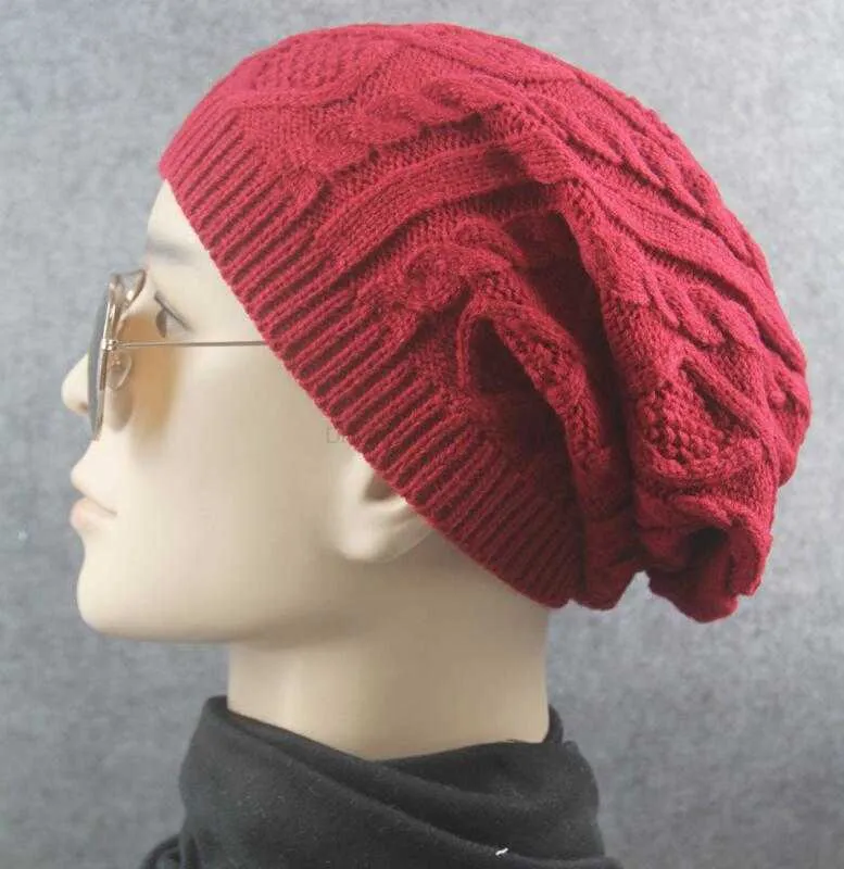 Ny design män kvinnor casual baggy beanie hatt vinter varm virkning slouchy cap twist knut turban headwrap skidbeanies caps