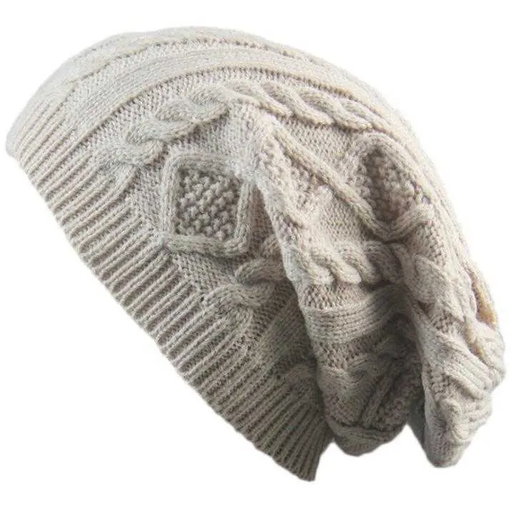 Chapeau bouffant en tricot torsadé hommes femmes décontracté crochet chaud bonnet slouch surdimensionné Ski casquette oreilles chaudes acrylique casquettes chapeau