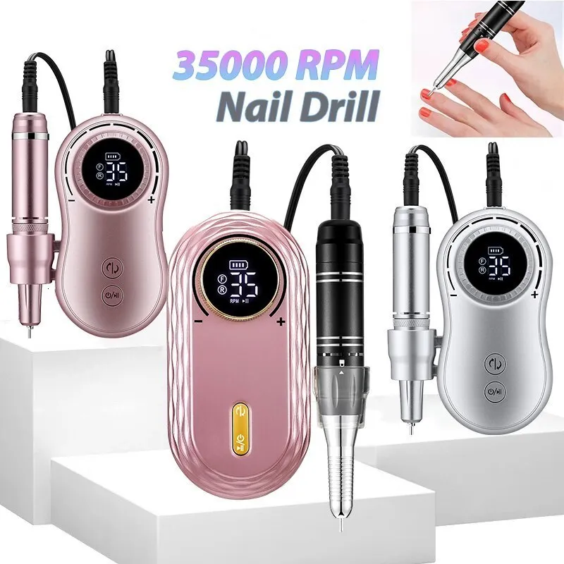 Nagelmanikyruppsättning 35000 rpm nagelborrmaskin uppladdningsbar nagelfil naglar tillbehör gel nagellack slipmaskin professionell verktyg manikyr set 230602