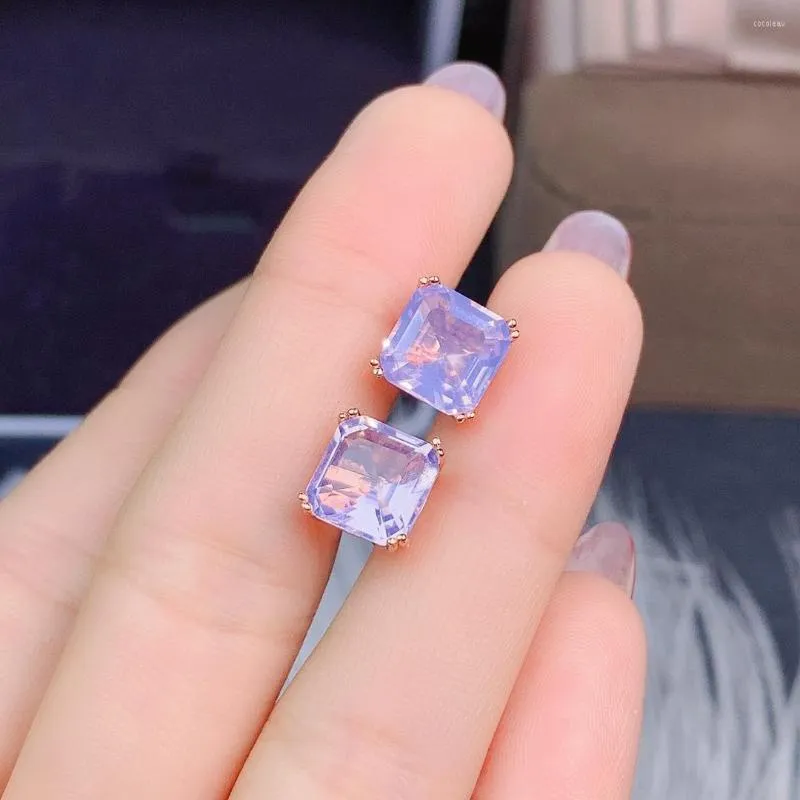 Brincos Stud Cut Asscher Cut 8x8mm Quartzo Natural Lavanda Prata Esterlina 925 Noivado Joias de Casamento Presente