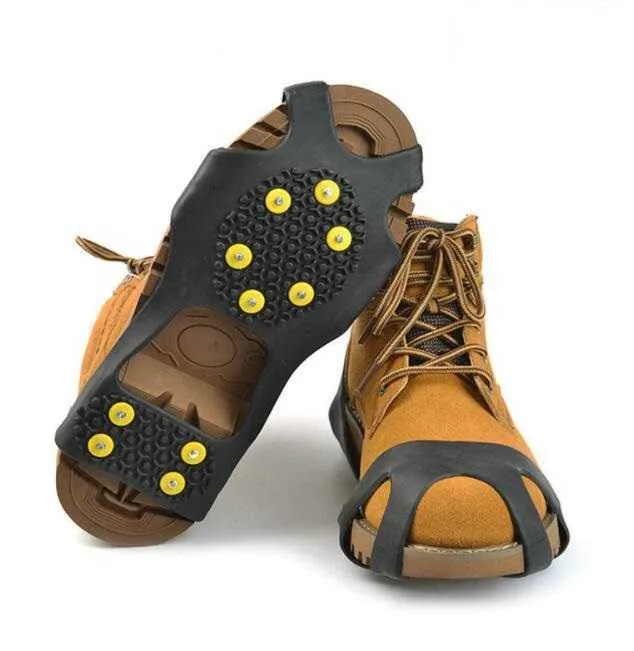 2018 Outdoor Unisex Neve Antiscivolo Spikes Manopole Pinze Ramponi Tacchetti Per Scarpe Stivali Copriscarpe in silicone antiscivolo Scarpe da arrampicata copertura in gomma