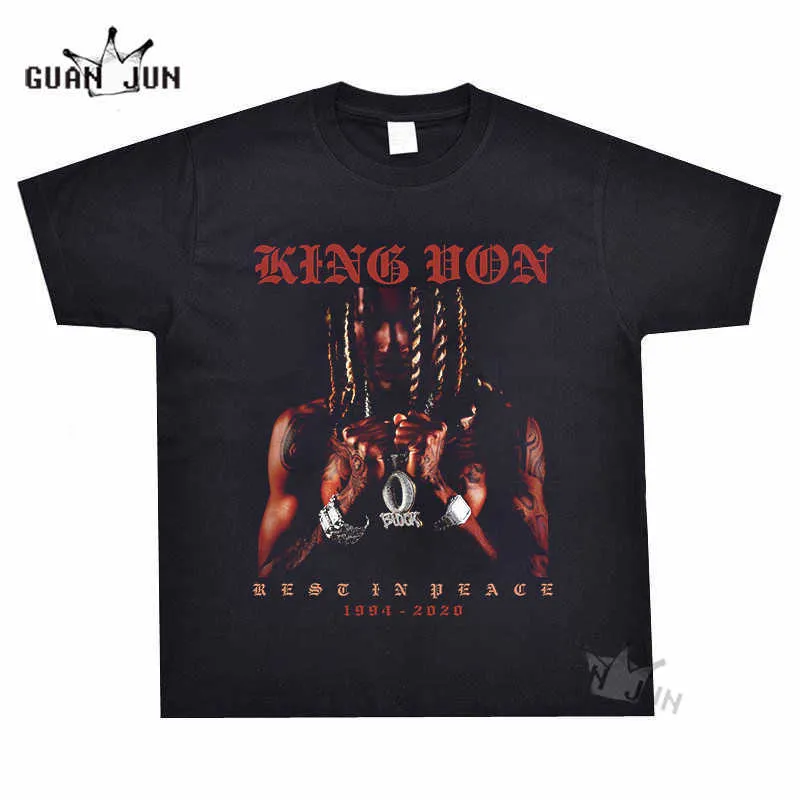 Mens T-Shirt Rapper K-King Von Rip Graphic Tshirt Unisex Cotton