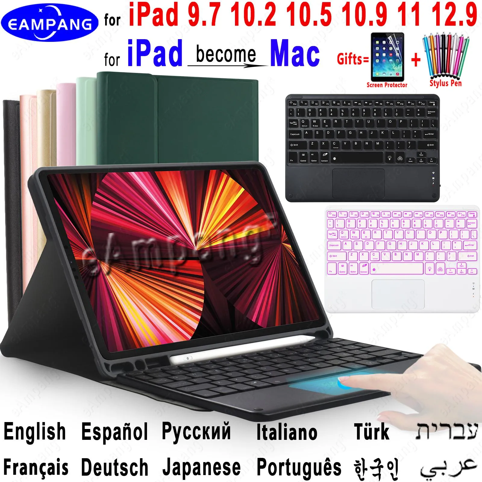 Case Magic TrackPad Keyboard for iPad 10.2 Keyboard Case 9th 8th 7th 10th Generation for iPad Air 2 3 4 5 10.9 Pro 9.7 10.5 11 12.9
