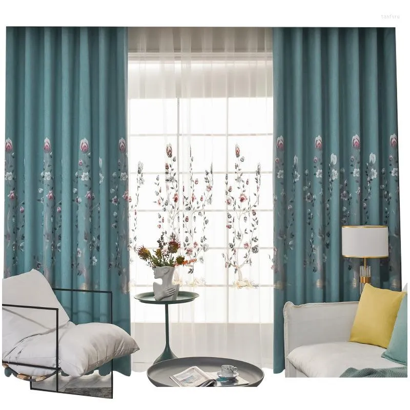 Curtain Curtains Embroidery Country Pastoral Fresh Shading Customization For Living Dining Room Bedroom