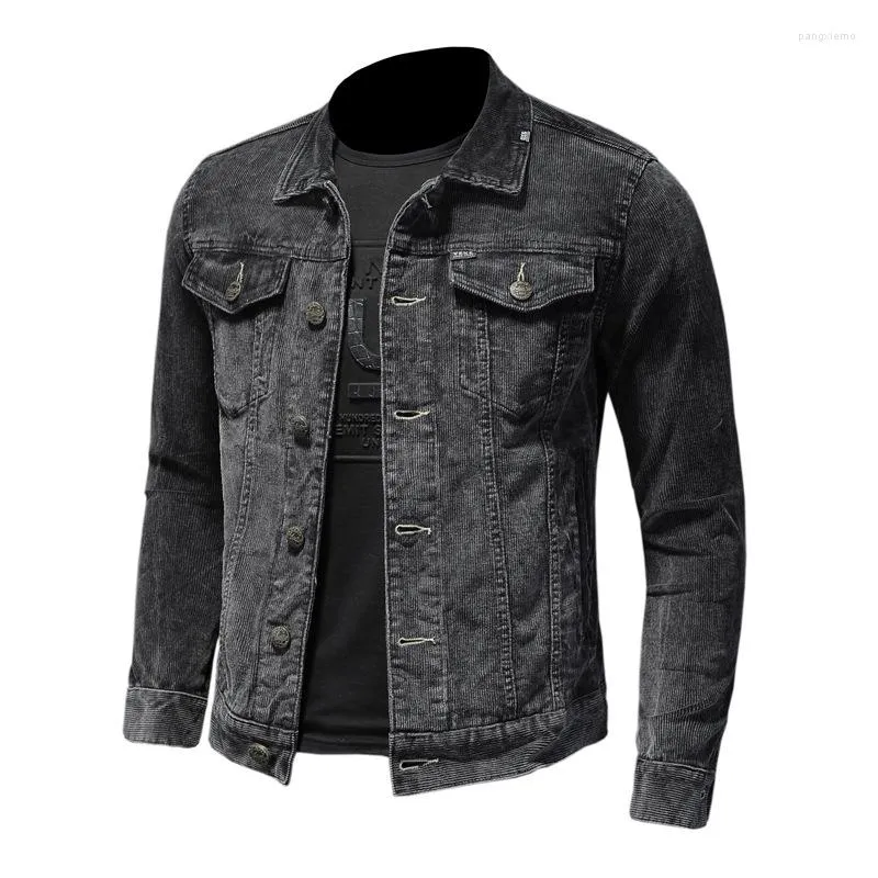 Jaquetas masculinas primavera e outono jaqueta de veludo masculina quatro estações jeans tendência casaco de motocicleta vintage