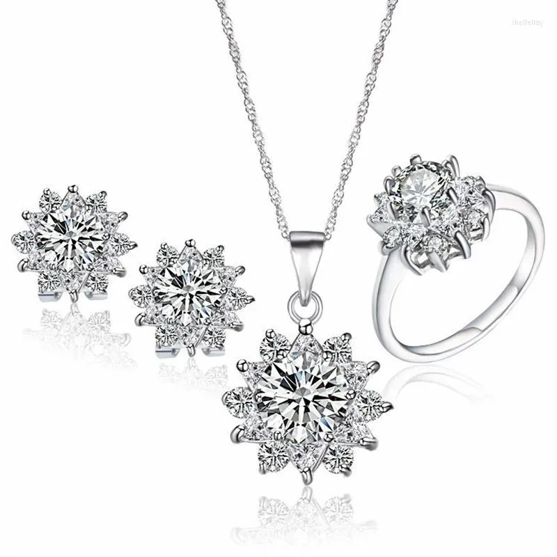 Halskette Ohrringe Set Luxus Handgemachte Kristall Schmuck Für Frauen Colar Brincos Stud Ohrring Ring Anhänger Hochzeit Zubehör 1S14