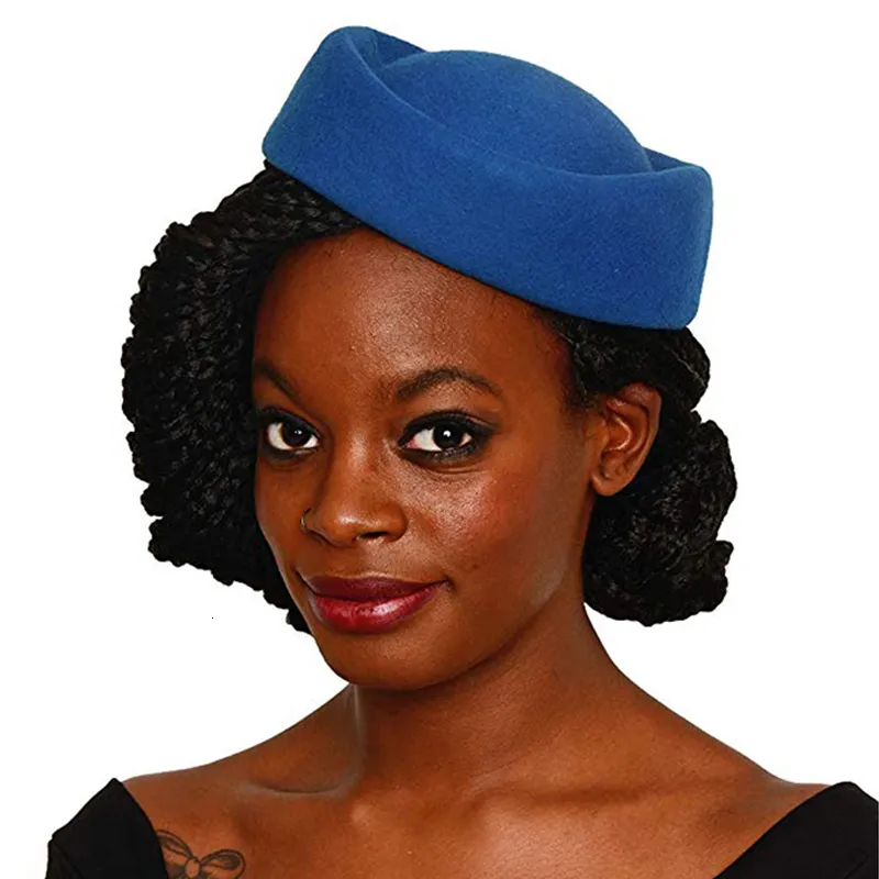 Chapéus de Aba Larga Chapéus Bucket Lã Air Hostesses Pillbox Hat Chapelaria Fazendo Fascinater Base Stewardess Oval Retro Cocktail Party Wedding Church Hats 230602