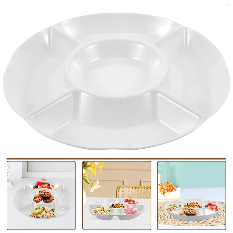 Flatware Sets Container Compartment Fruit Plate Serving Dish Platters Entertaining Tray 25X25X3CM Storage White Melamine Party Trays