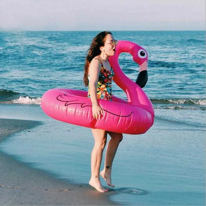 90cm Giant Inflatable Flamingo Pool Float Toys Swimming Ring Circle Party Decoration Inflatable Mattress Beach Toys