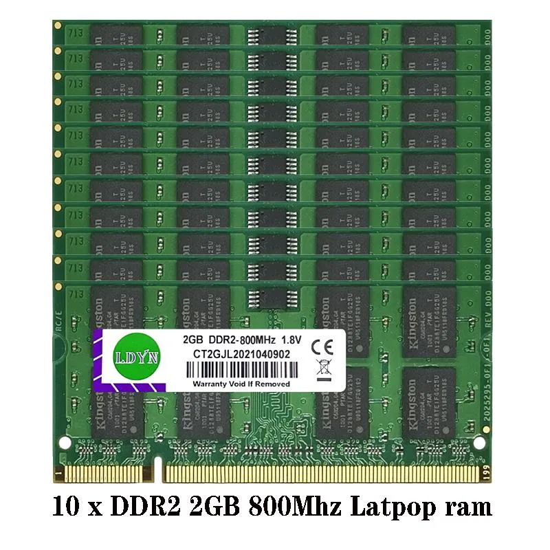 Rams 20 ГБ (2GBX10) PC26400S PC25300S DDR2 667 МГц 800 МГц 204PIN 1.8V Blue Sodimm Ram.