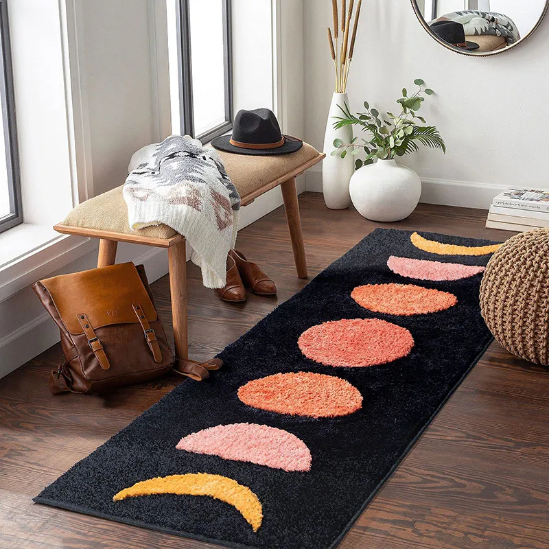 New flocking floor mat absorbent non-slip thickened long hair tufted foot mat bedroom moon bed blanket