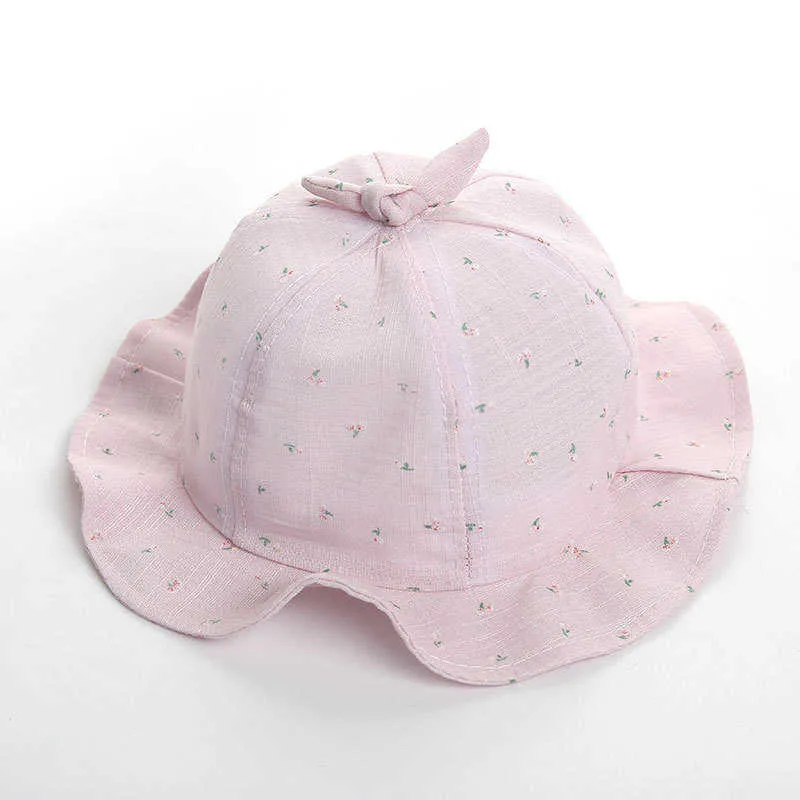 Chapeau de soleil pour bébé fille, 2 pièces, accessoires pour cheveux, doux, imprimé floral, seau pour nouveau-né, casquette respirante pour l'extérieur, été