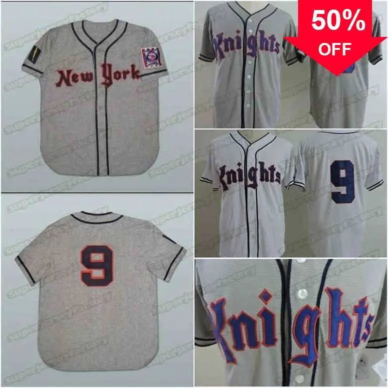 XFLSP GLAA3740 1939 York Knights Road 9 Roy Hobbs Baseball Jerseyパーソナライズされた高品質の高品質の高速輸送安い野球ジャージ