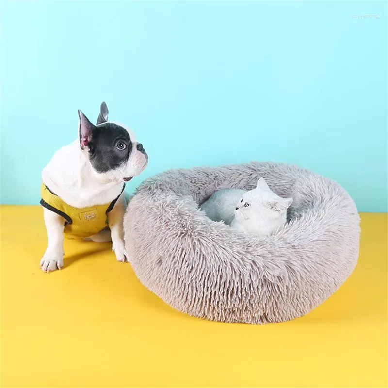 Camas de gato para cães de estimação ninho de pelúcia redondo grosso outono e inverno gatos Cote ninhos quentes suprimentos para cama de cachorro