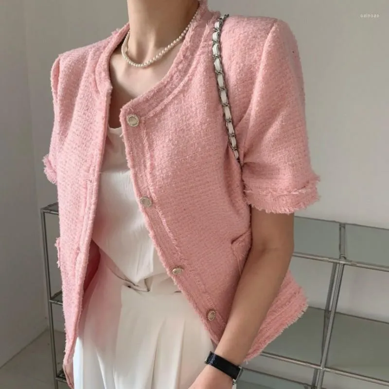 Women's Jackets Runway Small Fragrant Korean Women's Clothing Single Breasted Tweed Chic Coat Thin Elegant Jacket Outwear Femmes Casaco