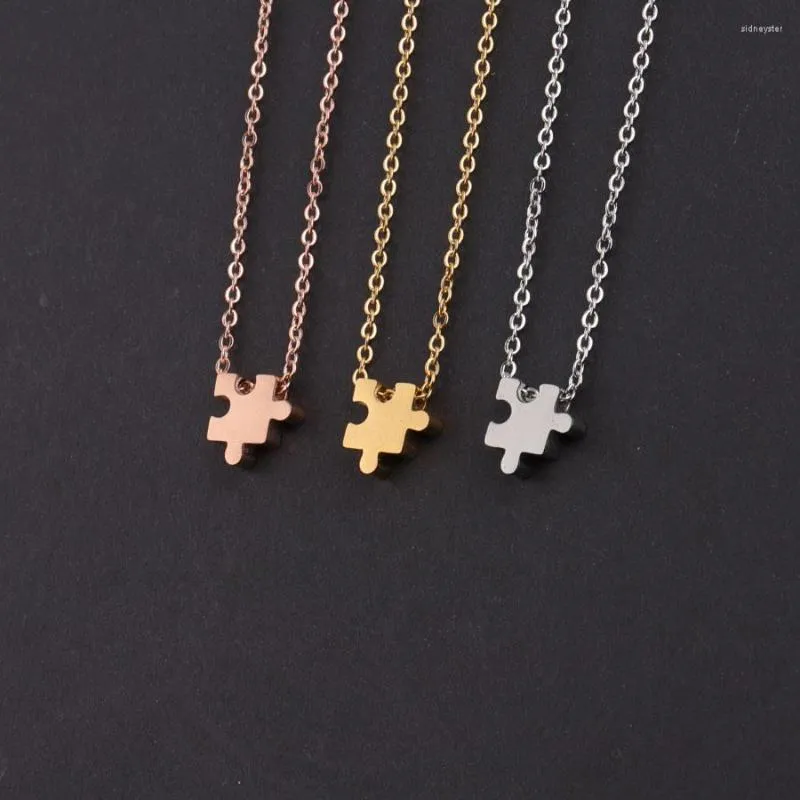 Pendant Necklaces 30% Off Puzzle Necklace Stainless Steel Jigsaw Geometric DIY Personalize Name Love Friendship Jewelry Neckllaces