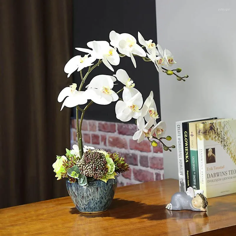 Decoratieve bloemen Witte kunstmatige orchideeën Latex Real Touch Butterfly Orchid Wedding Home Festival Decor