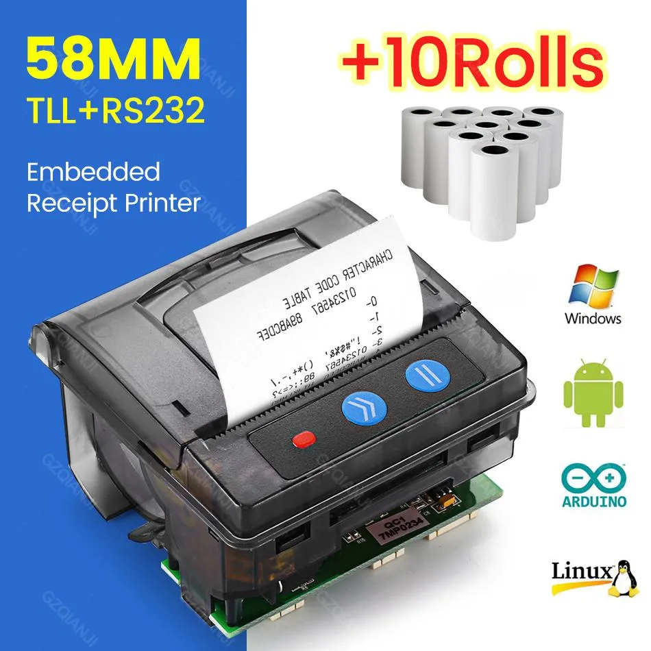 Printers 58mm Mini Embedded Thermal Printer RS232 TTL Panel Interface Port Compatible with ELM203CH Receipt Ticket Barcode Impresoras