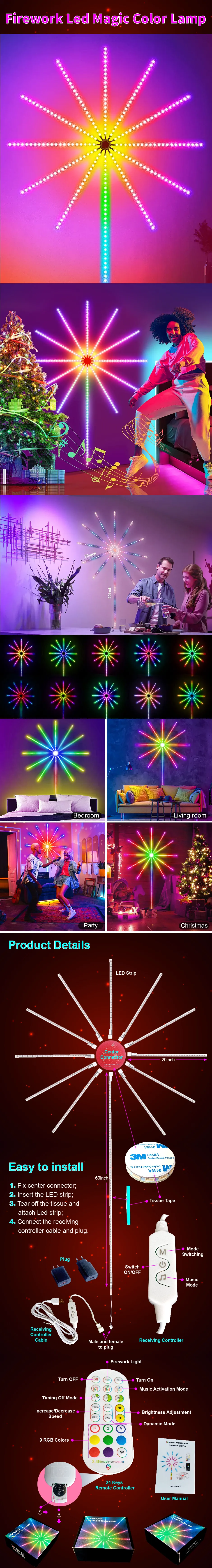 Firework LED Magic Color Lamp Wall Atmosphere Lights with Bluetooth Music  Sound Remote USB Festoon Indoor Home Bedroom Party Decor from Dhgate Other  Indoor Lighting - price 17.58