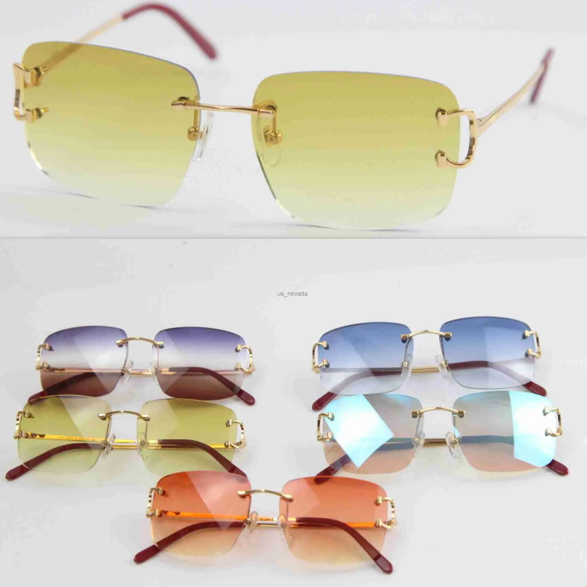 Lunettes de soleil Vente en gros Vente sans monture T8200816 délicat Unisexe Mode Lunettes de soleil Lunettes de conduite en métal C Décoration Designer de haute qualité UV400 Lentille Oeil J230603