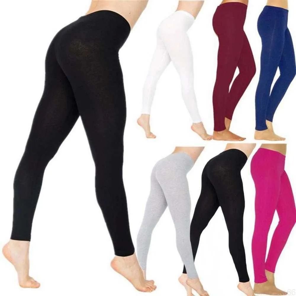 Leggings da donna 40% CALDOLadies Tinta unita Elastico Vita alta Leggings sottili Yoga Alta elasticità Sport Fitness Leggings Hip Running Pantaloni da allenamento P