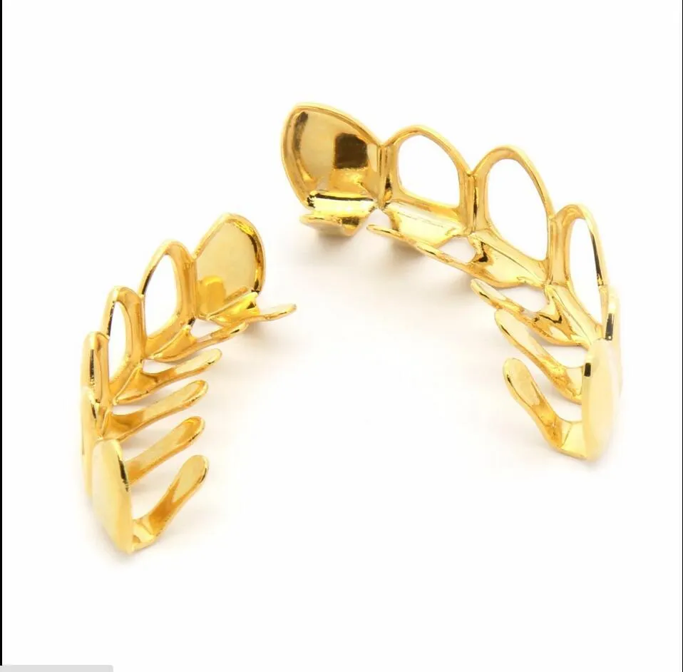 Hip Hop Tandheelkundige Tanden Grillz uitgehold Mannen Vrouwen Goud Grills Tanden Set Mode-sieraden Hoge Kwaliteit Acht 8 Top Tand Zes 6 Bodem Grills 1251