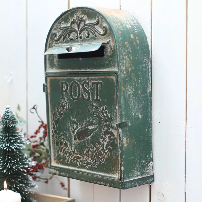 Trädgårdsdekorationer utanför brevlådor Väggmonterad Post Box Letter Metal Farmhouse Decoration Crafts Mailbox Vintage 230603