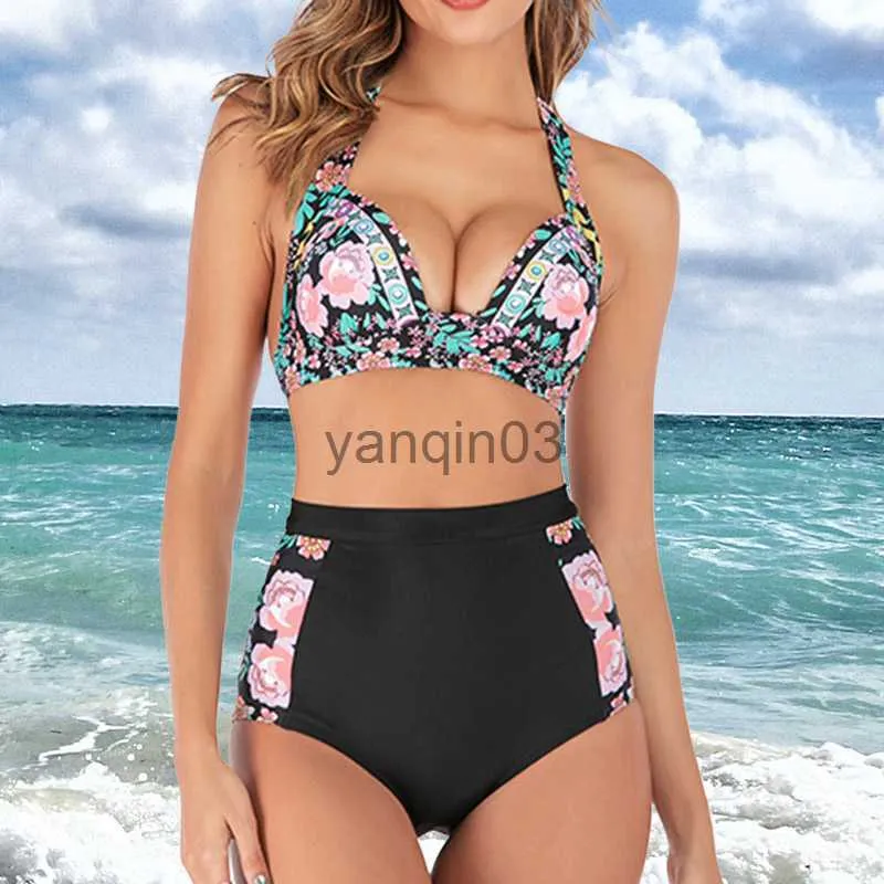 Maillot de bain femme grande taille Bikinis 2022 maillot de bain Push Up femme maillot de bain licou femme taille haute maillot de bain baigneurs Mayo Biquine XXL J230603