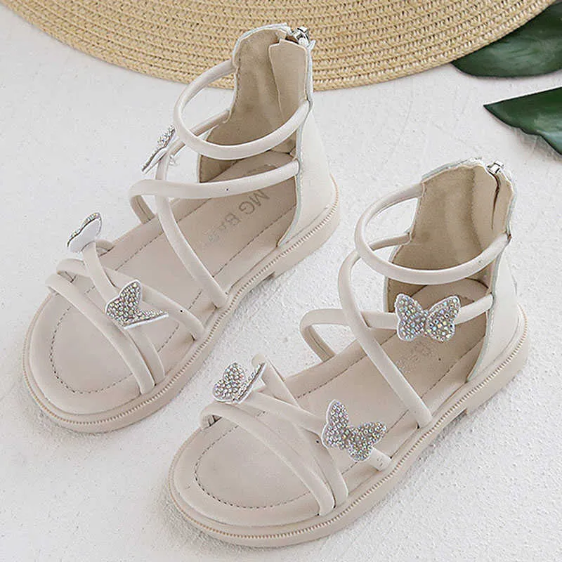 Sandalias Nuevas sandalias para niñas, zapatos de suela suave para niños, sandalias elegantes de princesa de verano para fiesta y baile para niños