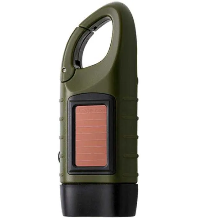 Hand Held Crank Dynamo Solar Power Rechargeable LED Flashlight 3-LED Potable Environmental torch Outdoor Camping Adventures lamp Light