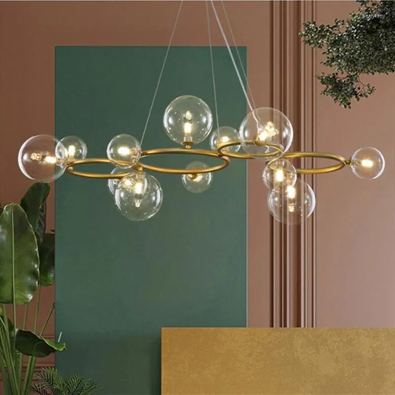 Lustres Postmoderne Loft Appartement Boule De Verre Led Pendentif Lampe Art Cercle Moléculaire Dininer Salon Bar Décor Luminaires Suspendus Luminaires