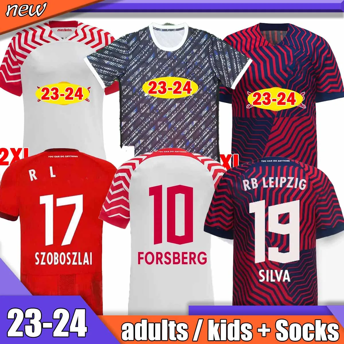 2023 2024 OLMO POULSEN Fußballtrikots FORSBERG Männer Uniformen WERNER SZOBOSZLAI Nkunku SILVA 2023 2024 OLMO POULSEN Fußballtrikots FORSBERG Männer Uniformen WERNER SZOBOSZLAI Nkunku SILVA