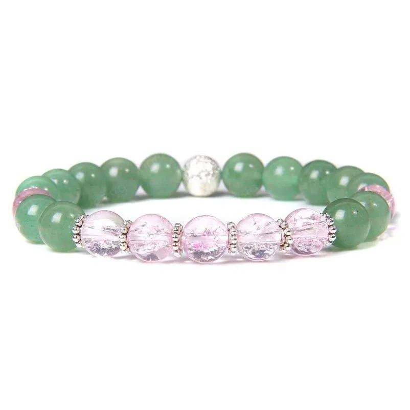 Perlé Naturel Vert Aventurine Pierre Brins Bracelets Perles Verre Cristal Charme Bracelet Pour Femmes Fille Dame Bijoux Cadeaux Drop Del Dhdyg