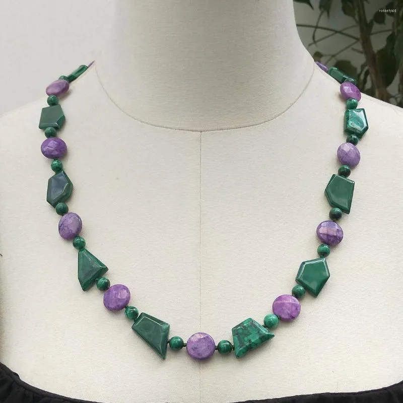 Choker lii ji prawdziwy kamień zielony fioletowy naszyjnik 67 cm naturalny Malachite Jasper Sprzedaż zapasów