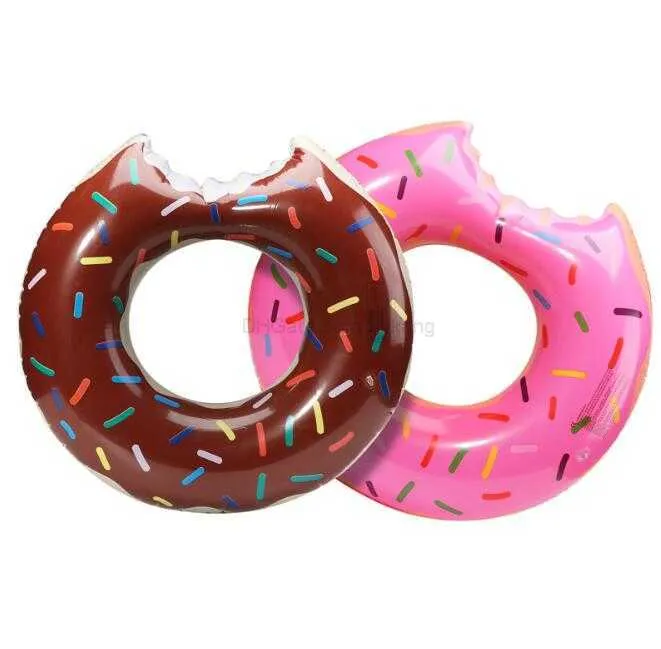 90 cm Donut Swim Ring Uppblåsbara flottörer Simringar Vuxna poolflottor RAFT Strand leksaker Simpool Float Life Buoy Strawberry Donut Tube