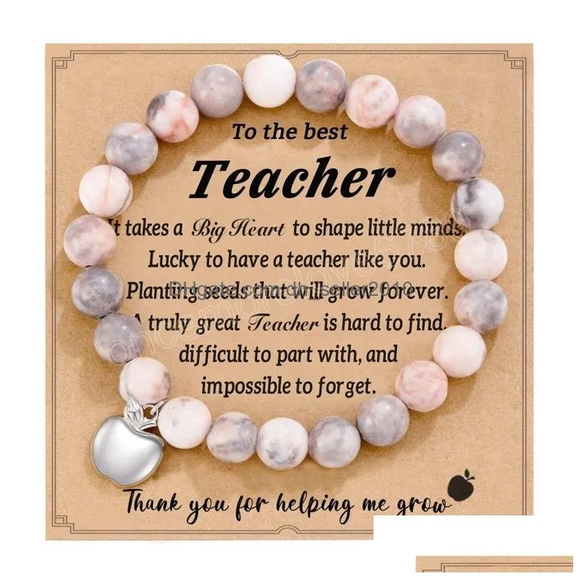 2023 new teacher appreciation gifts natural stone teacher beaded bracelet gifts for women thank you teacher gifts