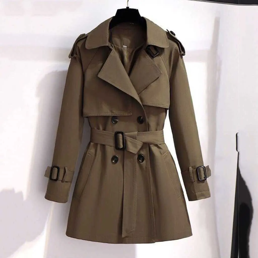 Zsedp Cappotto di media lunghezza a doppio petto da donna con giacca a vento primaverile e autunnale (colore d Taglia Lcode)