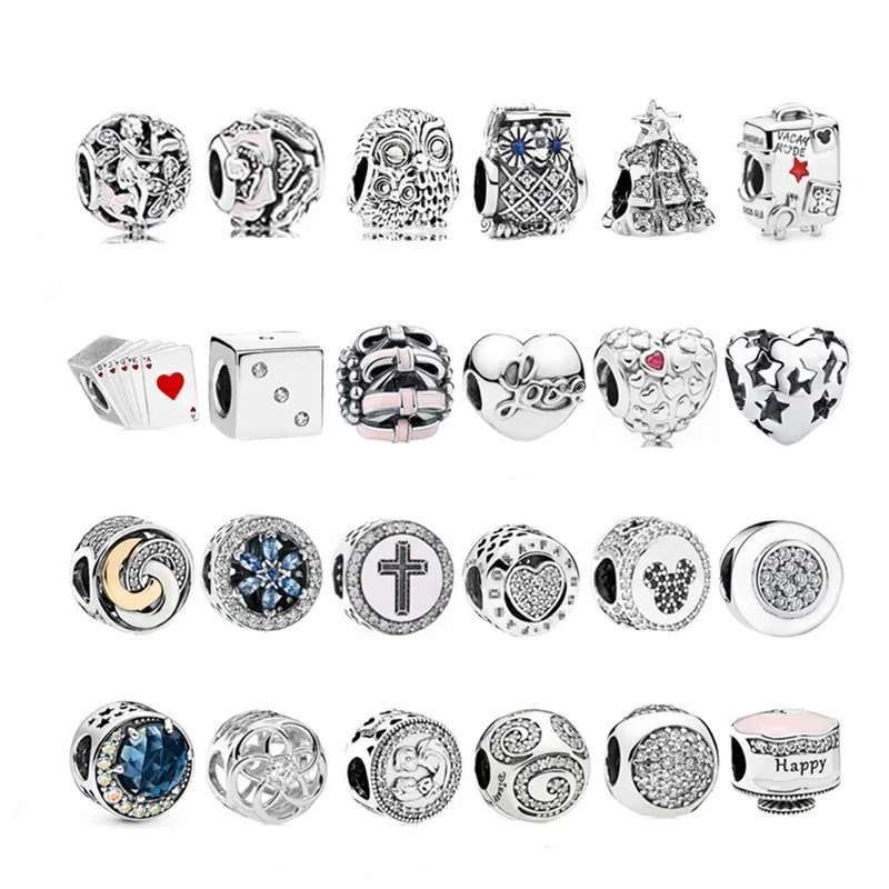 925 Silver Fit Pandora Charm 925 Bracelet Animal Style Cross Intoxicating Moonlit Night Hanging Beads DIY Beads Charms Set Pendant DIY Fine Beads Jewelry