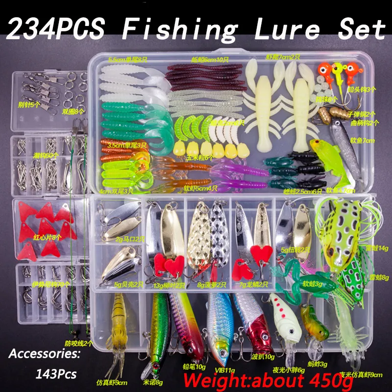 Premium Fishing Lure Kit With Soft And Hard Bait Set, Gear Layer