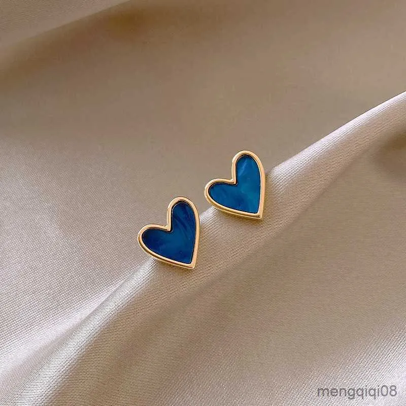 Charme nouveau à la mode bleu coeur boucles d'oreilles pour les femmes élégant brillant strass amour goutte mariée mariage bijoux R230603