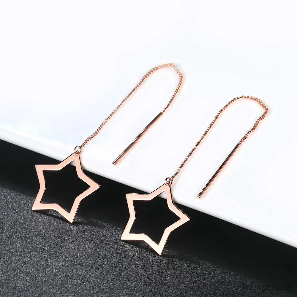 Charm Cute Romantic Star Ear Line Drop Earrings For Women Rose White Gold Color Christmas Daily Gift Fashion Jewelry R230603