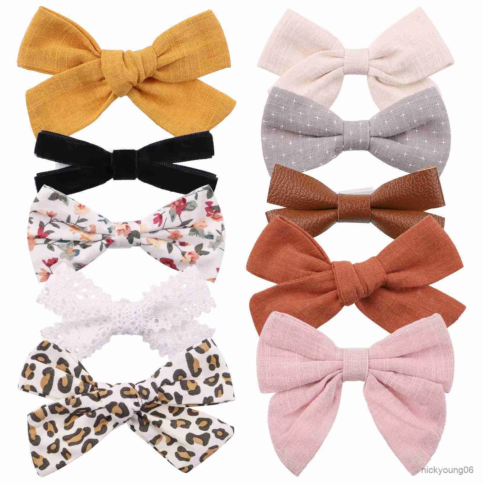 Accessoires de cheveux coton imprimé léopard pinces à nœud papillon pour filles mignonnes arcs à carreaux épingles à cheveux chapeaux enfants en gros