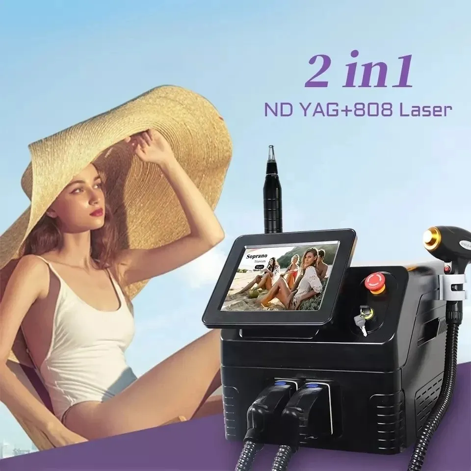 Picosecond Laser Tattoo 2 IN 1 Power 2000W RF Platinum 3-Wavelength 755 808 1064 NM Diode Laser Ice Hair Removal Machine 2024 New