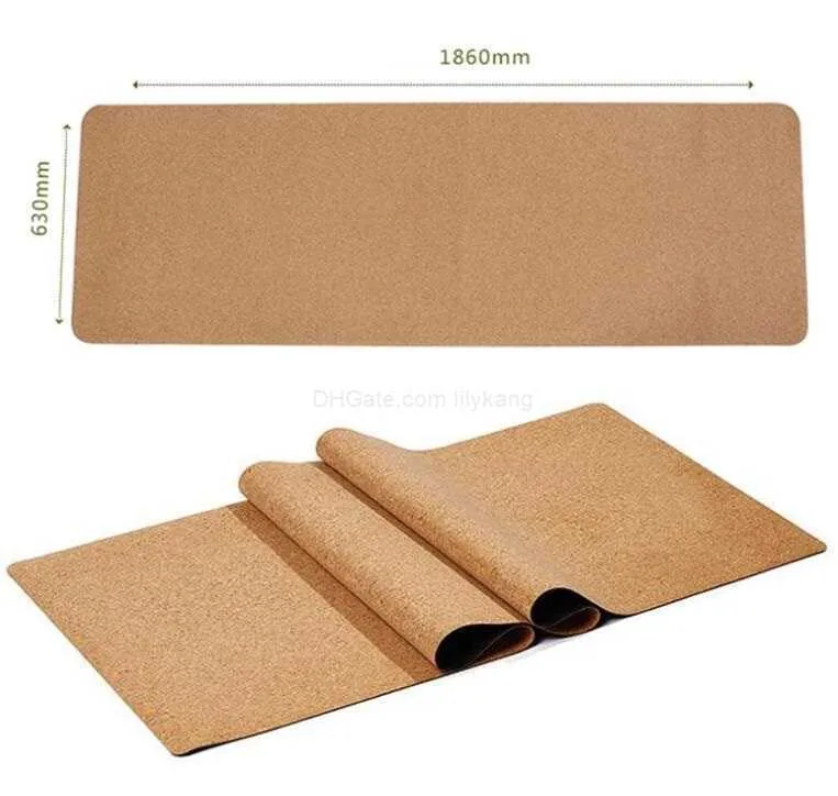 Cork Yoga Mat Soft Wood Sports Fitness Mats Icke-halk Vattentäta andningsbara tillverkare Naturgummi TPE-mattor Anpassad logotyp