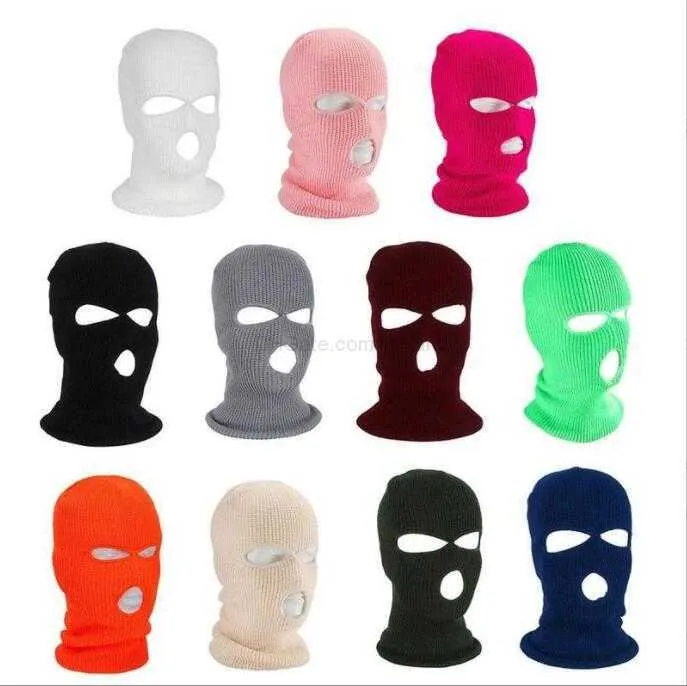 3 trous vélo moto cyclisme hiver chaud cou masque facial unisexe masque extérieur Sport thermique CS tricot chapeau ski capuche casque masqué casquettes Alkingline